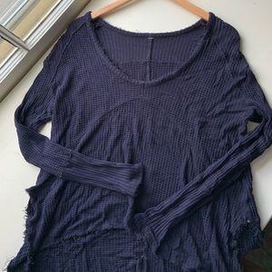 Free people navy thermal waffle knit